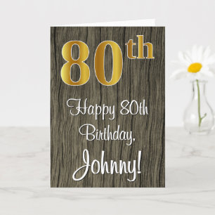 Carte 80e anniversaire : Elégant look d'or Faux #, Faux 