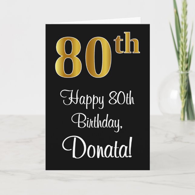 Carte 80e anniversaire ~ Elégant Luxueux Faux Gold Look  (Devant)