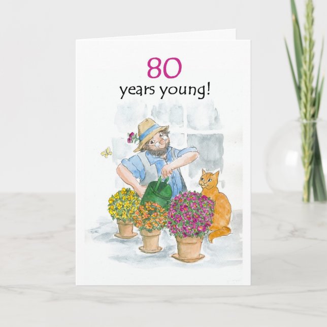 Carte 80e anniversaire - Gardener (Devant)