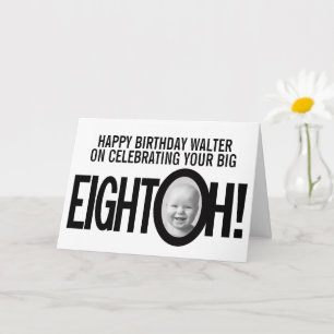 Carte 80e anniversaire HUIT OH! photo mono noir blanc