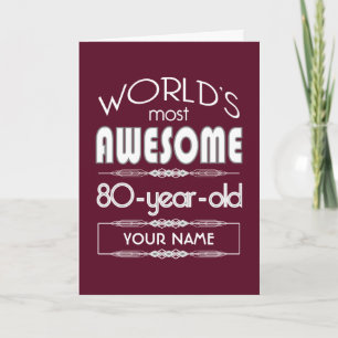 Carte 80e Anniversaire Mondes Meilleur Fabuleux Rouge fo