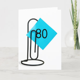 Carte 80e Anniversaire Note sur un clip papier