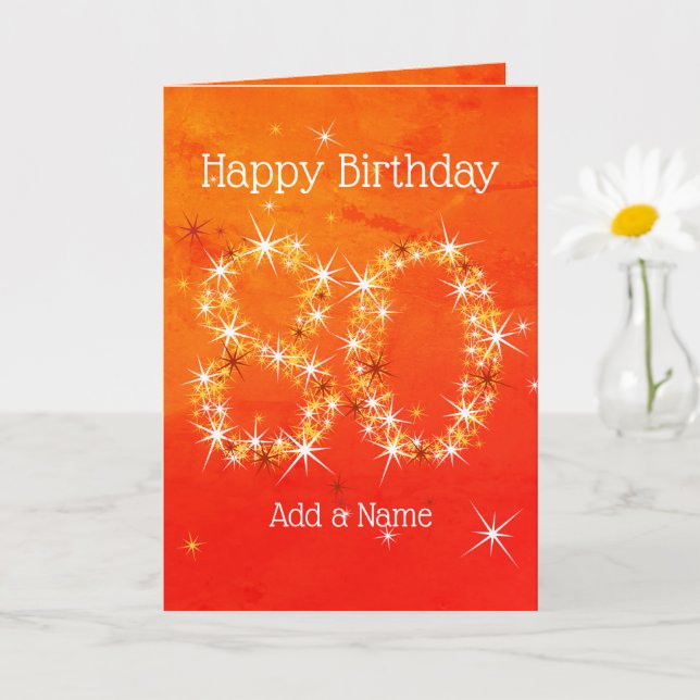 Carte 80e anniversaire - Numéro d'étoile Red Orange Glow (Petite plante)