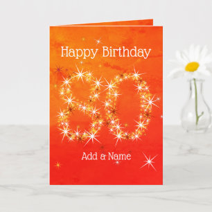 Carte 80e anniversaire - Numéro d'étoile Red Orange Glow