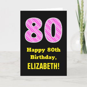 Carte 80e anniversaire : Pink Stripes and Hearts "80" +