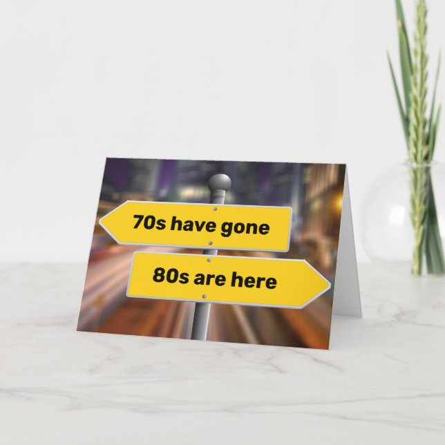 Carte 80e Anniversaire Rue Jaune Signes Ajouter Votre No (Devant)