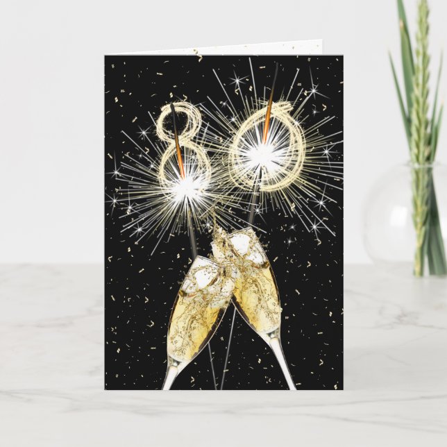 Carte 80e anniversaire Sparklers and Champagne Toast (Devant)