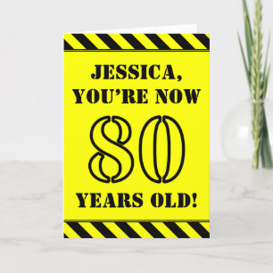Carte 80e Anniversaire : Texte de style pochoir amusant,