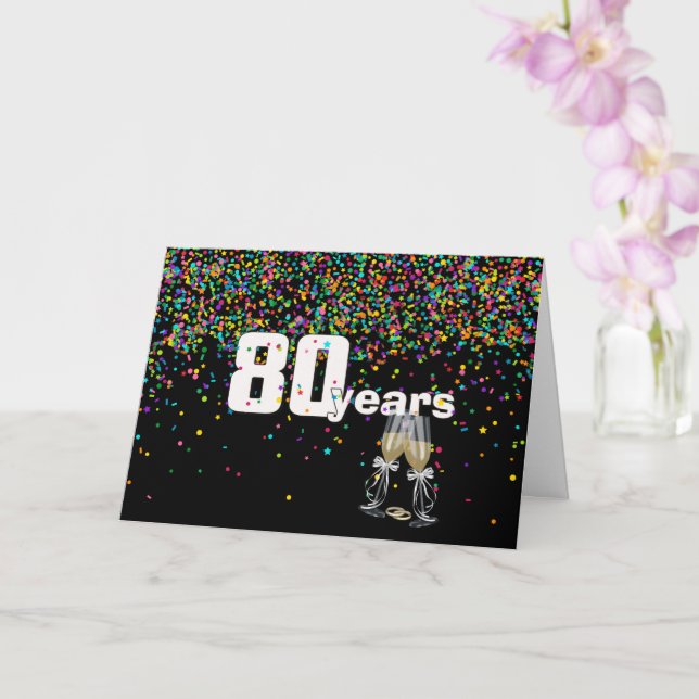 Carte 80e anniversaire toast en confetti (Orchidée)