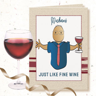 Carte 80e Anniversaire Vin fin amusant Homme Cartoon mod