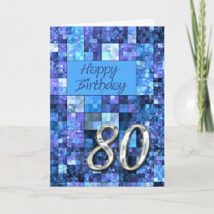 Carte 80e jour de Birthday with abstract squares.