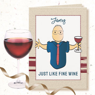 Carte 80e Vin fin drôle Homme Cartoon Classy Anniversair