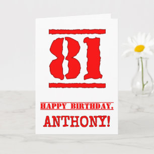 Carte 81e anniversaire : Amusant, Timbre en caoutchouc r