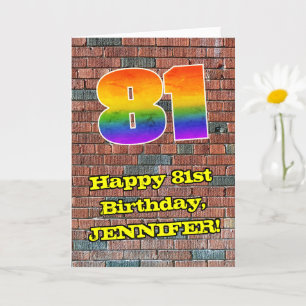 Carte 81e anniversaire : Arc-en-ciel amusant inspiré par