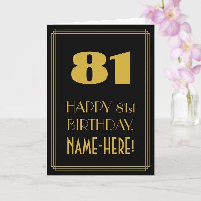 Carte 81e anniversaire - Art Déco Inspiré Look "81" & No (Orchidée)