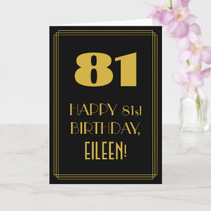 Carte 81e anniversaire ~ Art Déco Inspiré Look "81" & No