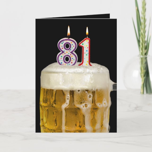 Carte 81e anniversaire Bière en noir (Devant)