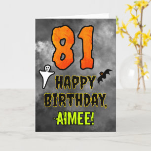 Carte 81e anniversaire : Eerie Halloween Thème + Nom per