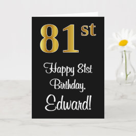 Carte 81e anniversaire ~ Elégant Luxueux Faux Gold Look 