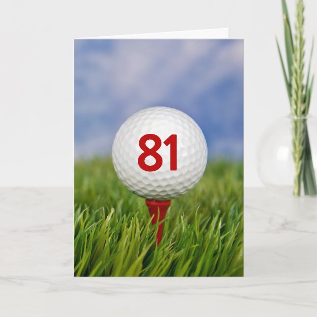 Carte 81e anniversaire Golf Ball on Red Tee (Devant)