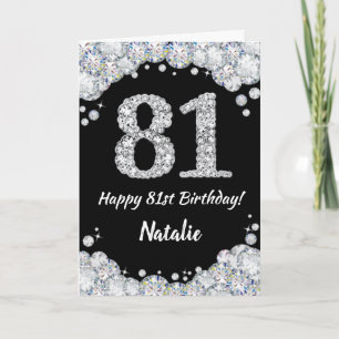 Carte 81st Birthday Black and Silver Glitter