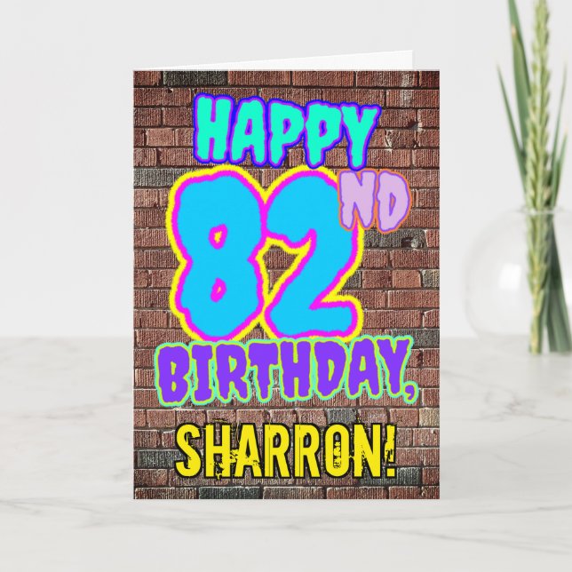 Carte 82e anniversaire - Amusant, Graffiti urbain inspir (Devant)