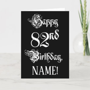 Carte 82e anniversaire : fantaisie, élégant script + Nom