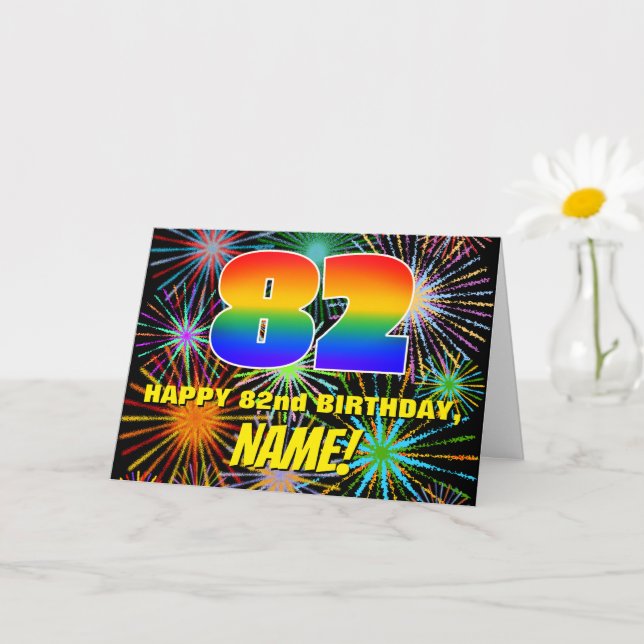Carte 82e anniversaire : Feu d'artifice festif amusant e (Petite plante)