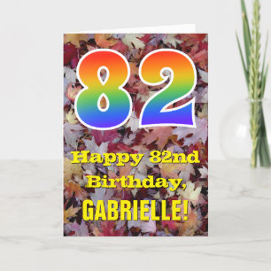 Carte 82e anniversaire; feuilles d'automne rustiques; ar