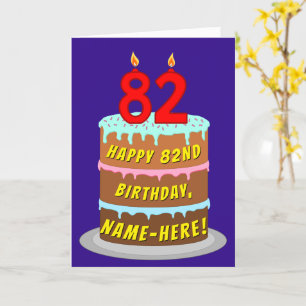 Carte 82e anniversaire : Fun Cake and Candles + Nom pers
