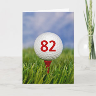 Carte 82ème anniversaire Golf Ball on Red Tee