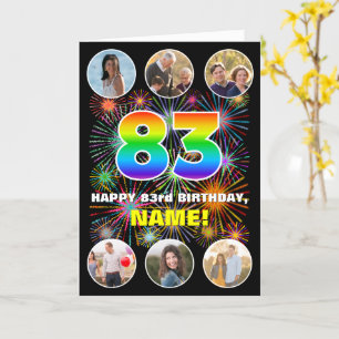 Carte 83e anniversaire : Arc-en-ciel amusant #, Nom pers