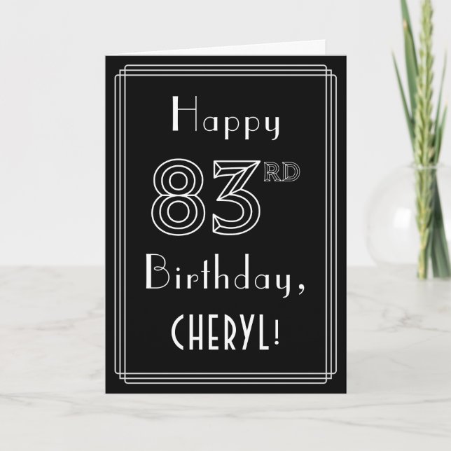 Carte 83e anniversaire : Art Déco Style # 83 & Nom perso (Devant)