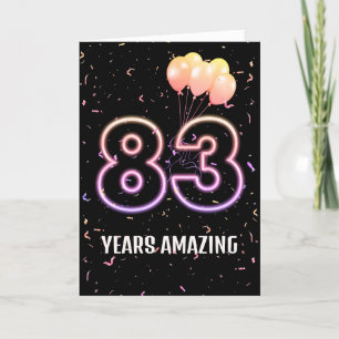 Carte 83e anniversaire Ballons et Confetti