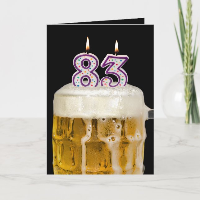 Carte 83e anniversaire Bière sur noir (Devant)