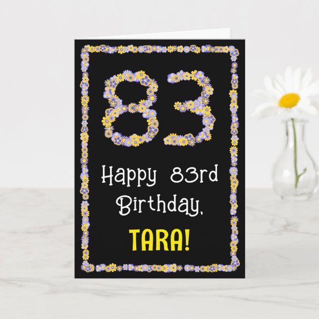 Carte 83e anniversaire : Floral Flowers Numéro, Nom pers (Petite plante)