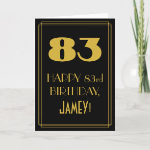 Carte 83e Anniversaire ~ Look inspiré de l'Art Déco "83"