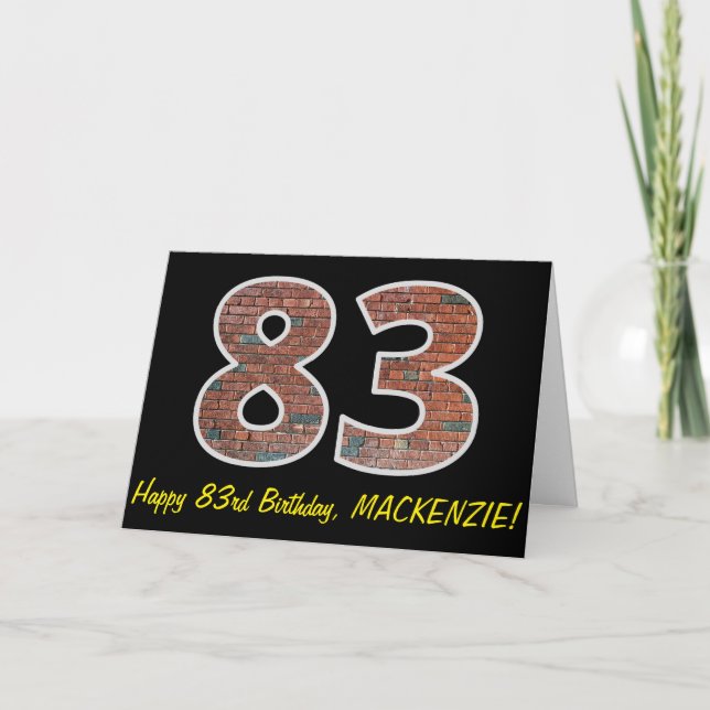 Carte 83e anniversaire - Motif de mur de briques "83" av (Devant)