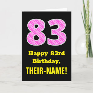 Carte 83e anniversaire : Pink Stripes and Hearts "83" +