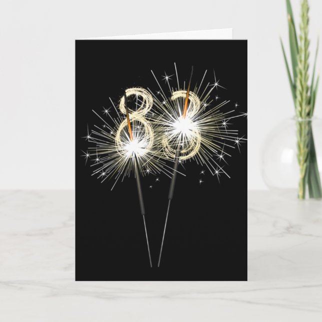 Carte 83e anniversaire Sparklers en noir (Devant)
