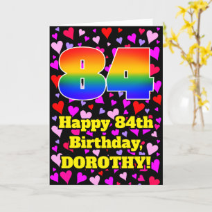 Carte 84e anniversaire : Amour Hearts Motif, Arc en ciel