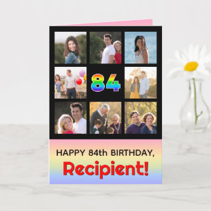 Carte 84e anniversaire : Arc en ciel amusant #, photos p