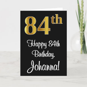 Carte 84e anniversaire ~ Elégant Luxueux Faux Gold Look 