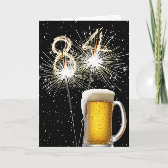 Carte 84e anniversaire Sparklers avec Beer Mug (Devant)