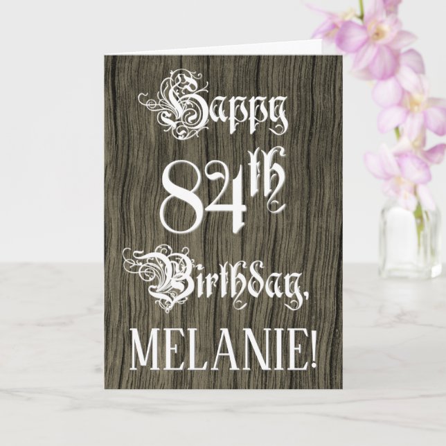 Carte 84e anniversaire : Texte élégant et fantaisiste; F (Orchidée)