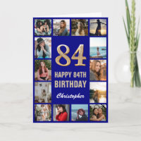 84e Joyeux Anniversaire Marine Bleu & Gold Photo C