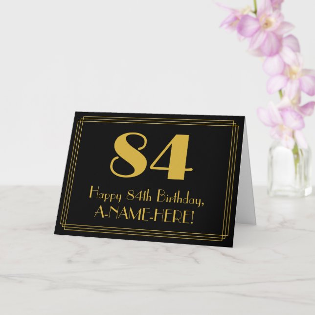Carte 84ème anniversaire : Art Déco Inspiré Look "84" +  (Orchidée)
