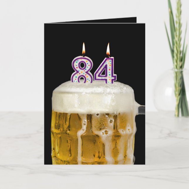 Carte 84th Birthday Bière sur noir (Devant)