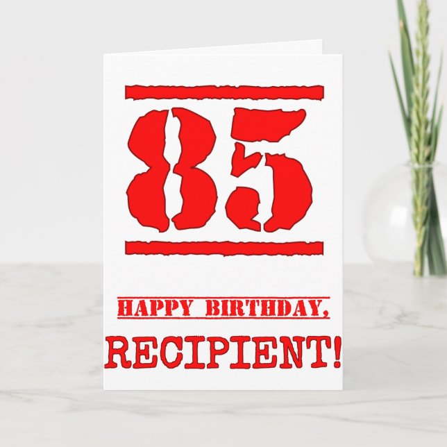 Carte 85e anniversaire : Amusant, Timbre en caoutchouc r (Devant)