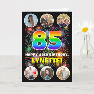 Carte 85e anniversaire : Arc-en-ciel amusant #, Nom pers